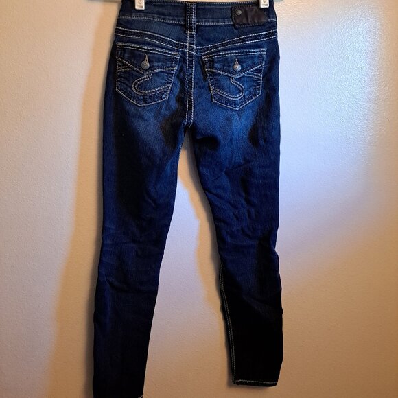 Silver Suki Skinny Flap Pocket Jeans With Embroidery - Picture 2 of 9